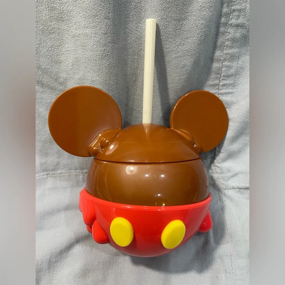 NEW Disney Parks Disney Eats Collection Mickey Mouse Candy Apple Sipper w/ Straw